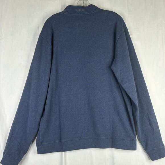 Straight Down Sweater Men Large Golf Knit Blue Solid Pullover Preppy Button Neck - Picture 11 of 14